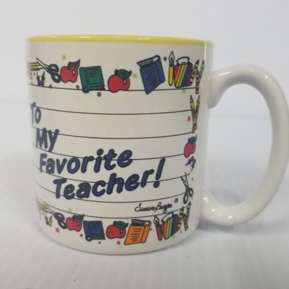 Teacher Mugs To My Favorite Teacher Vintage books pencils coffee cup tea 1991 - Picture 4 of 8